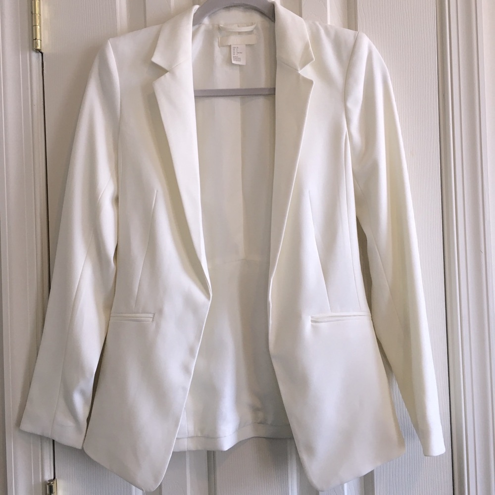 H&M White Open Blazer